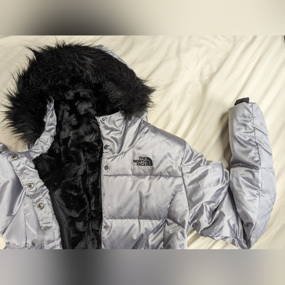 Silver North Face girl's jacket